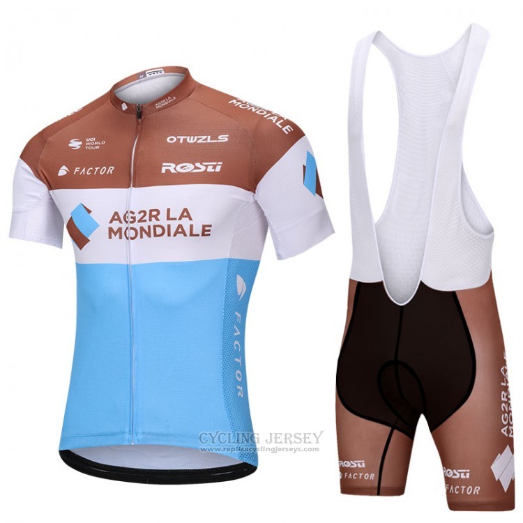 2018 Cycling Jersey Ag2rla Blue and White Short Sleeve and Bib Short